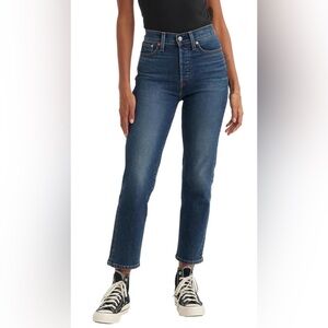 Levi's Wedgie High Waist Ankle Straight Jeans, Dark Wash Indigo Blue, Size 29